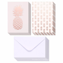 Assortiment de cartes de voeux toutes occasions - Assortiment de motifs d&#39;ananas roses - Ensemble de boîtes en vrac avec enveloppes